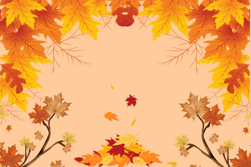 Obraz premium An orange and yellow maple leaf frame pattern with seamless autumn foliage for a nature background design
