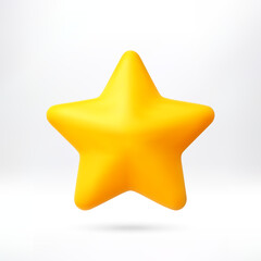 Yellow 3d cartoon star on white background. Favorite icon for social media, rating, game, awards, notification, like, best choice. Vector illustration