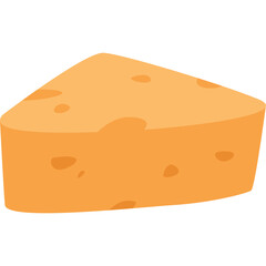 A Wedge Of Cheddar Cheese With Small Holes In A Triangular Shape On A Transparent Background