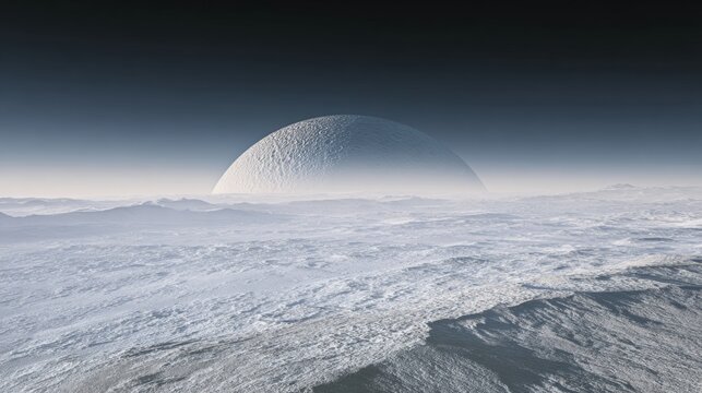 Stunning photorealistic view of tethys, saturn   s icy moon featuring the majestic odysseus crater - Powered by Adobe