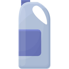 A Transparent Cartoon Illustration of a Light Blue Plastic Bottle with a Purple Label on a Transparent Background