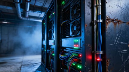 Obraz premium Understanding data center infrastructure server racks and network cabling systems design