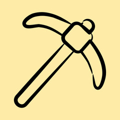 Icon pick axe. Gold mining elements. Icon in hand drawn style.
