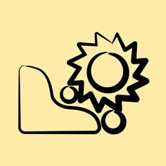 Icon mining saw. Gold mining elements. Icon in hand drawn style.