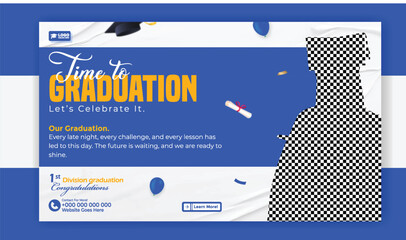 Time to graduation celebration banner template design 