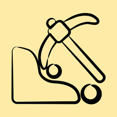 Icon surface mine. Gold mining elements. Icon in hand drawn style.