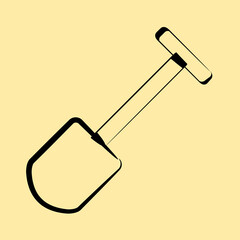 Icon shovel. Gold mining elements. Icon in hand drawn style.