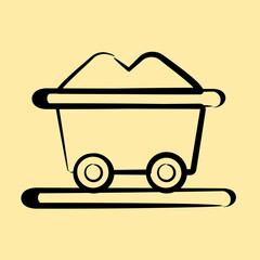 Icon trolley. Gold mining elements. Icon in hand drawn style.