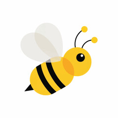 Cute cartoon honey bee character flying isolated on a white background.