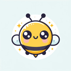 Obraz premium Cute Cartoon Bee with Big Eyes and a Sweet Smile.