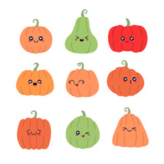 halloween pumpkins with face expression