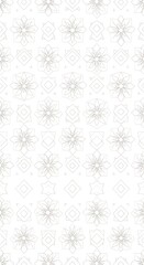 A delicate and intricate geometric pattern with floral motifs on a white background.