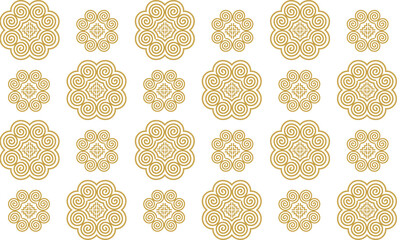 Golden Hmong ethnic pattern, Hmong embroidery pattern design for printing on fabric, background, logo, etc.