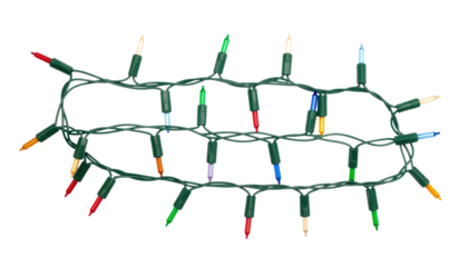 vibrant Christmas lights illuminate, creating a festive display. a perfect festive decoration with multiple colors to enhance celebratory scene. Isolated On Transparent and White Background