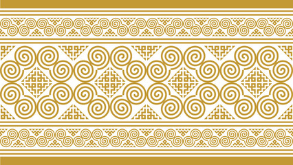 Golden Hmong ethnic pattern, Hmong embroidery pattern design for printing on fabric, background, logo, etc.