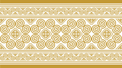 Golden Hmong ethnic pattern, Hmong embroidery pattern design for printing on fabric, background, logo, etc.