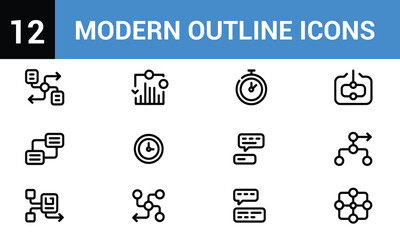 Modern outline icons for business and technology concepts