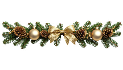 Festive holiday garland in a close-up shot that captures the joyous anticipation of Christmas, ready to add a touch of warmth and celebration.  Isolated On Transparent and White Background