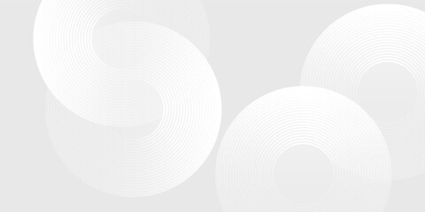 Abstract white glowing geometric lines on gray background. Modern shiny blue circle lines pattern simple