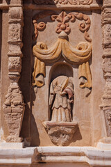 Architecture at the historic San Xavier del Bac Mission Church.