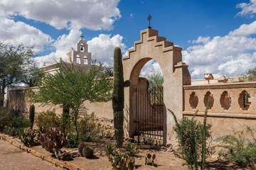 The historic San Xavier del Bac Mission church near Tucson, AZ.