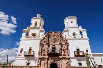 The historic San Xavier del Bac Mission church near Tucson, AZ.