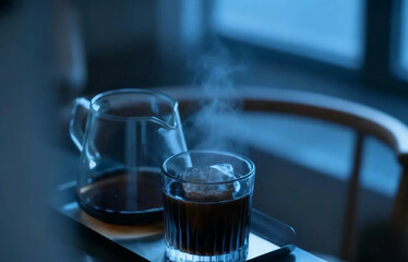 玻璃杯裝冰咖啡