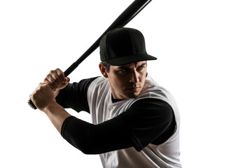 Professional baseball player batting stance action shot sports athlete baseballer png image ready isolated on transparent background