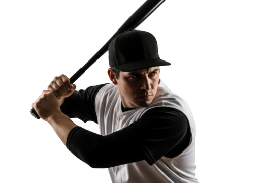 Professional baseball player batting stance action shot sports athlete baseballer png image ready isolated on transparent background - Powered by Adobe