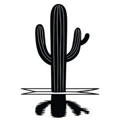 Black silhouette of a cactus plant in desert style. Perfect for boho branding, adventure designs, nature logos, travel graphics, minimalist posters, tattoo art, and summer lifestyle illustrations.