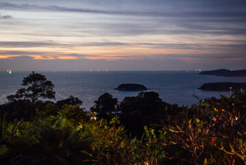 Twilight Andaman Sea with Squid Fishing Lights, Phuket, Thailand