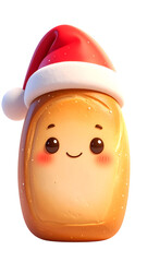 A festive loaf of bread dons a whimsical Santa hat, spreading holiday cheer with its adorable and warm baked visage.