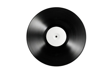 Obraz premium Black Vinyl Record Isolated on Transparent Background Viewed Directly from Above