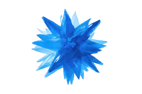 Abstract Starburst Illustration with Blue Tones on Transparent Background