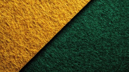 Diagonal split of golden mustard and teal textured fabric