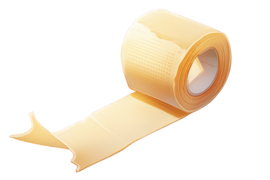 Isometric Roll Of Tan Medical Tape With Transparent Background