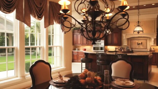 Luxurious Kitchen Interior with Island.