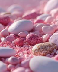 Close-up of pastel pink and white sugared candies