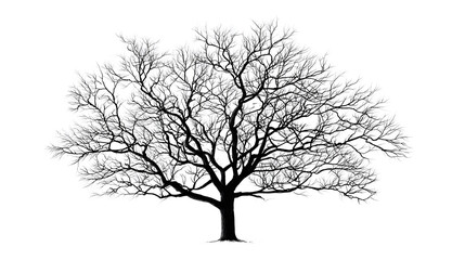 Obraz premium Bare Tree Silhouette isolated on white background.