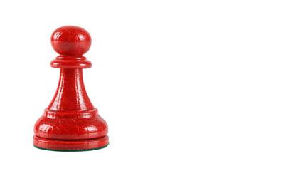 A single red chess pawn isolated on transparent background