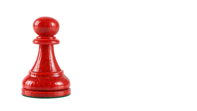A single red chess pawn isolated on transparent background