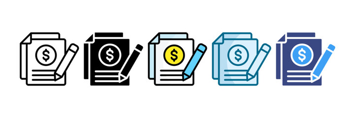 Budget Planning Icon Set Multiple Style Collection
