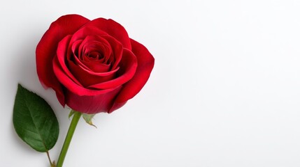Fototapeta premium A single red rose is the main focus of the image