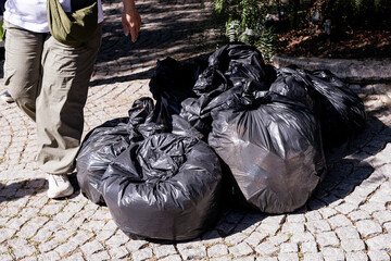 Volunteers collecting garbage from the city streets