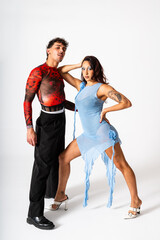 Fototapeta premium Latino Dancing Duo Showcases Pride and Creativity in Dynamic Performance