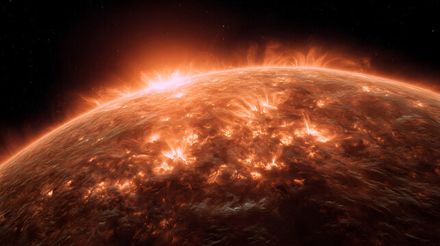 Fiery Solar Prominences Erupting from the Sun's Limb