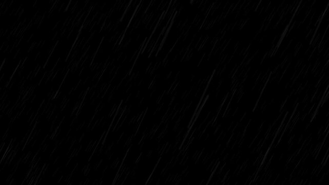 Realistic light rain or drizzle falling diagonally on black background. Use as an overlay for creating moody or melancholic weather scenes