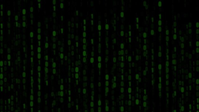 Continuous loop of binary numbers scrolling across a blue digital grid. Ideal for corporate tech videos, data protection themes, and futuristic backgrounds.