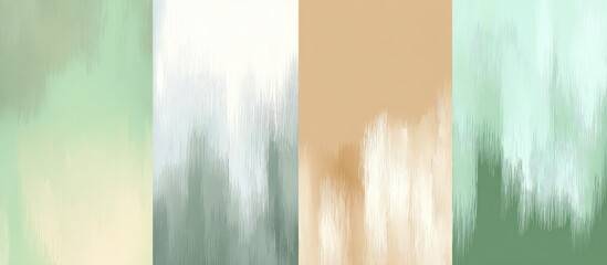 Abstract art panels in muted greens, beige, and brown, with brushstroke textures