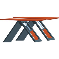 Two Red Car Lifts With Hydraulic Cylinders On A White Background In A Studio